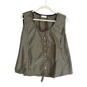 Krista Larson Gingham Silk Sleeveless Button Front Tunic Tank‎ Top Thanksgiving